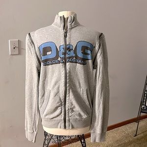 D&G Gray Zip-Up Sweatshirt with Blue Logo